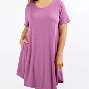 SHORT SLEEVE ROUND HEM A-LINE DRESS / TUNIC 1X